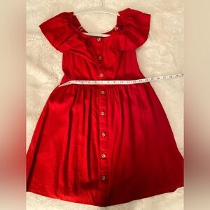 COTTON GB Girls Vibrant Red Button-Down Dress